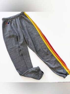Aviator Nation Jogger Sweatpants Womens XS Gray 3 Stripe